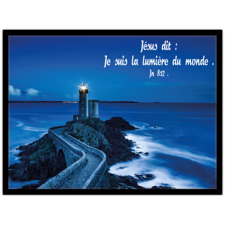 CADRE BOIS  JESUS DIT JE SUIS...JN 8.12 NOIR