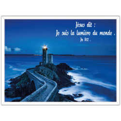CADRE BOIS  JESUS DIT JE SUIS...JN 8.12 BLANC