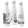 CHAT ENTOURE DE FLEURS GOURDE INOX 750 ML