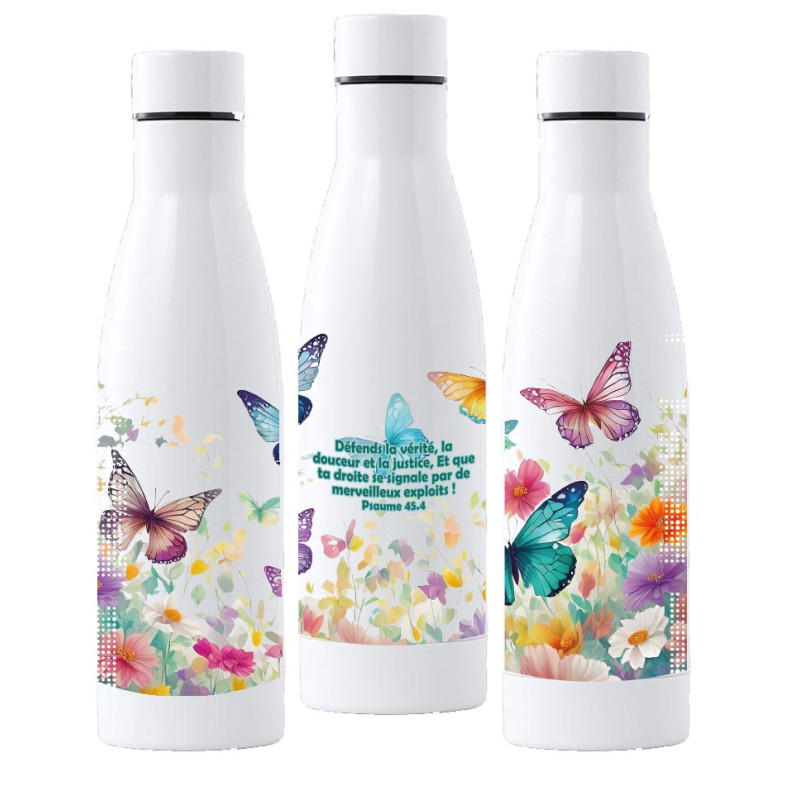 ENVOL DE PAPILLONS CHAMP DE FLEURS GOURDE INOX 750 ML