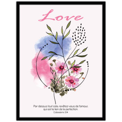 AQUARELLE FLEURS LOVE. COL.3.14 NOIR