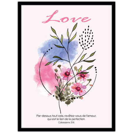 AQUARELLE FLEURS LOVE. COL.3.14 NOIR